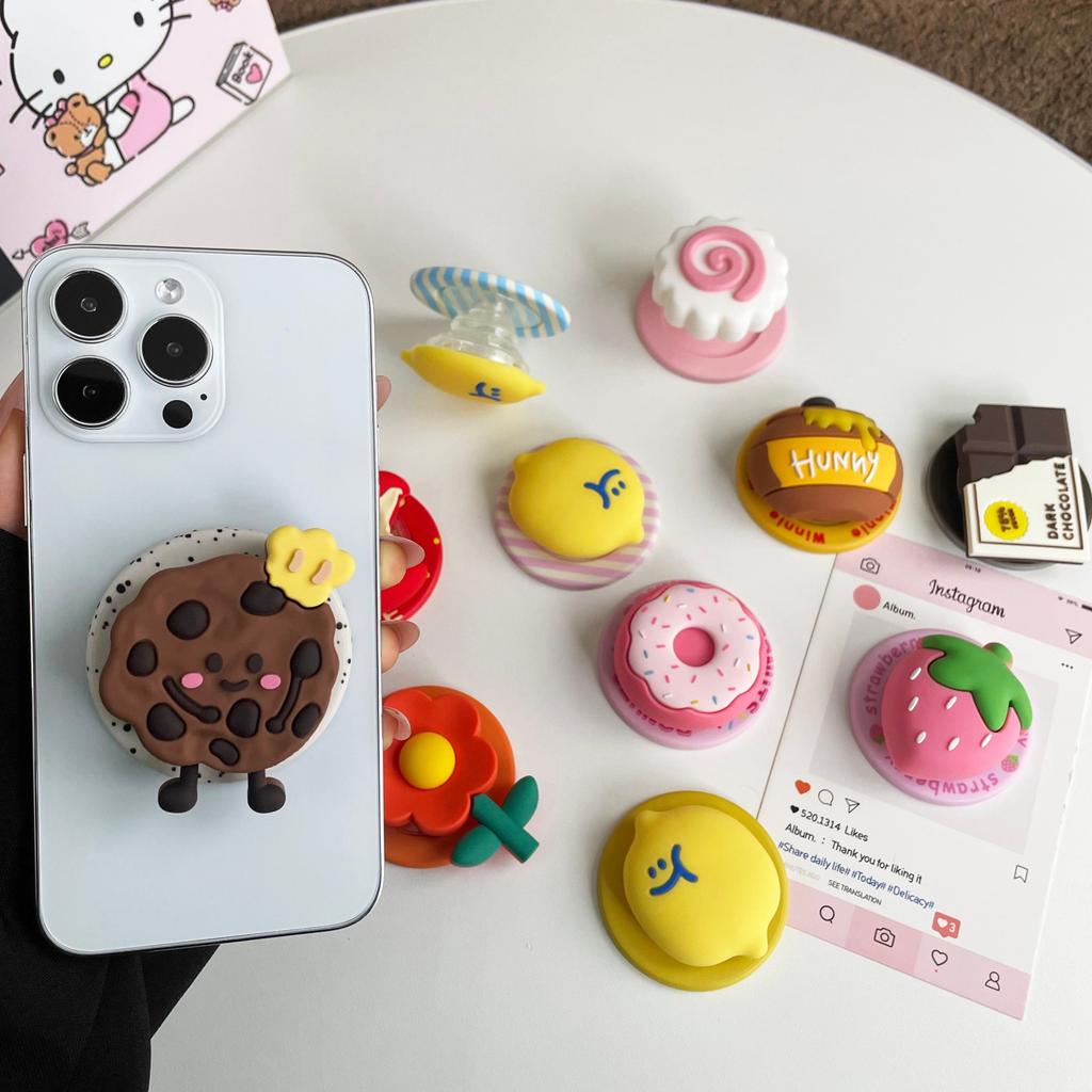Cute 3D Big Donut Magnetic Silicone Phone Grip For iPhone 17 16 15 13 12 Pro Max Finger Bracket Holder 5