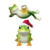 Christmas Santa Hat Frog Statue Indoor Outdoor Garden Frog Resin Figurine Sculpture Planter Pot Desktop Decoration Ornament