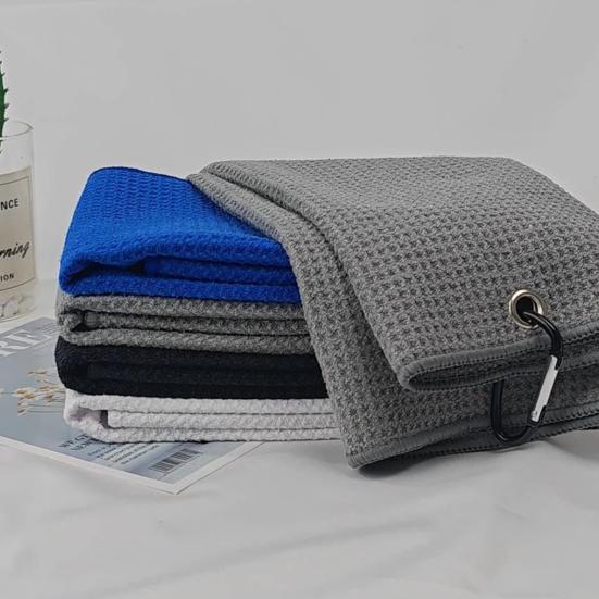 Golfový ručník s karabinou Absorpční mikrovláknový ručník Vaflová struktura Golfová utěrka se sponou na vozík, hole nebo bag Golfové příslušenství Čištění