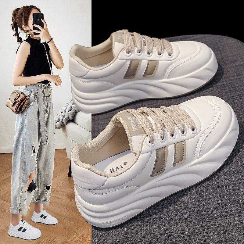 

Platform casual sports shoes new round head little white shoes low top deodorant high single shoes retro board shoes 40 хакі