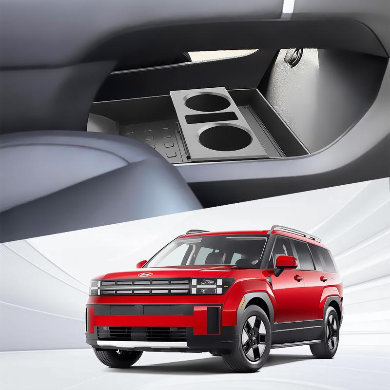 For Hyundai Santa Fe 2024 2025 Car Center Console Box Central Lower Layer Storage Tray Organizer Stowing Tidying Accessories