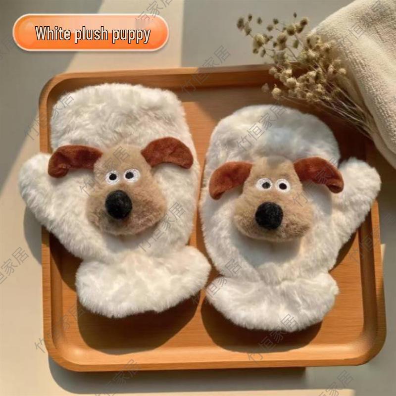 Cartoon Bear Paw Plush Gloves: Soft, Warm, and Cute Half-Finger Design for Women and Students.