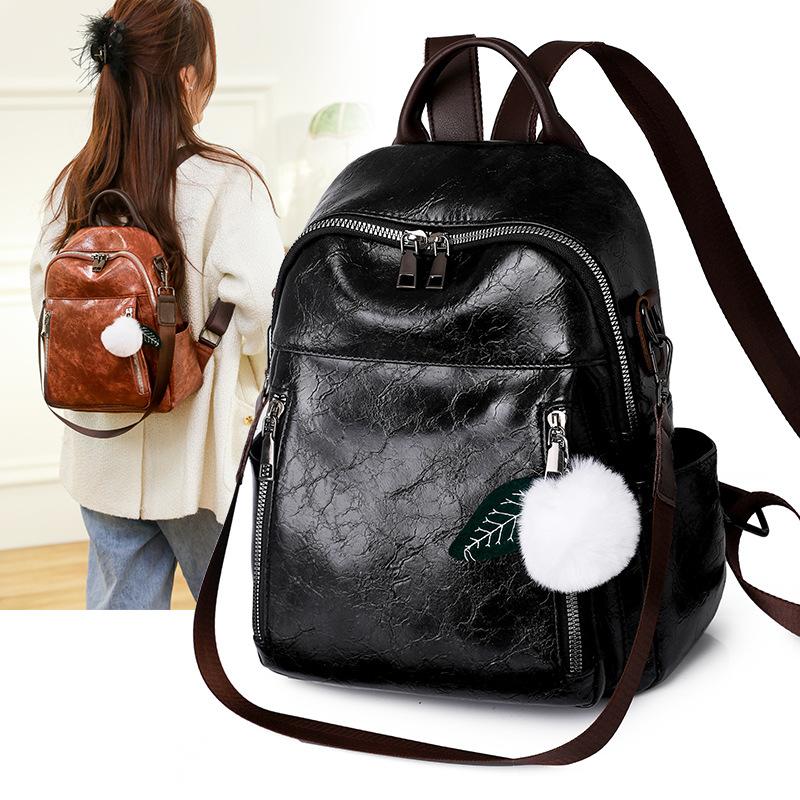 Trend schoolbag European and American new PU backpack Japanese and European style temperament women's bag leisure travel backpack