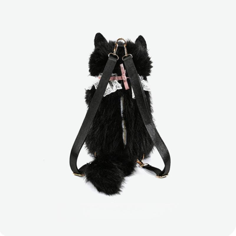 1Pcs Lolita Cartoon Personality Backpack With Sound Women Cat Plush Doll Small Capacity Daypack Cute Realistic Ragdoll Backpack
