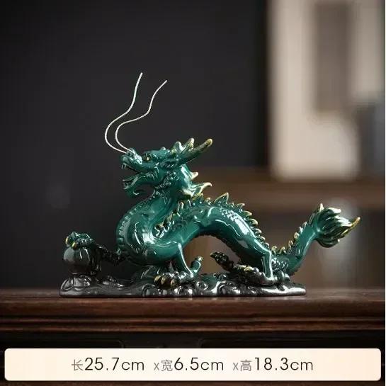 Traditional Chinese Porcelain Dragon Statue Handmade Ceramics Totem Animal Sculpture Ancient Legend Totem Ornament Craft Decor