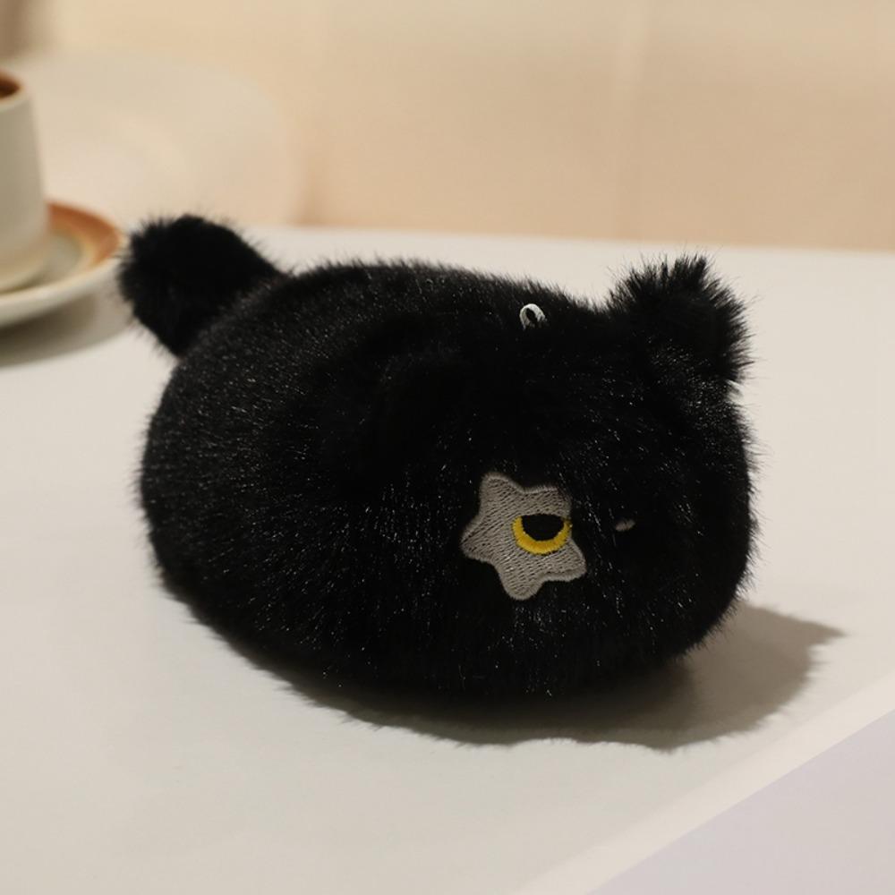 Stuffed Animals Black Cat Plush Keychain Cartoon Round Orange Cat Dolls Pendants Fluffy 16Cm Grey Cat Plush Dolls Baby Gifts