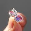 Popular Mini Square Group Set with Diamond Gradient Tourmaline Earrings and Ear Buckles