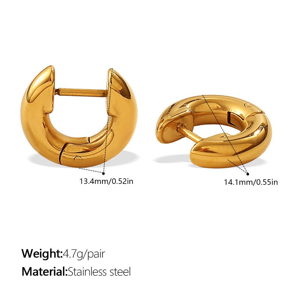 Minimalist Geometric Circle 18K Gold Plated Stainless Steel Hoop Earrings - Women's Light Luxury, Cold Style Jewelry