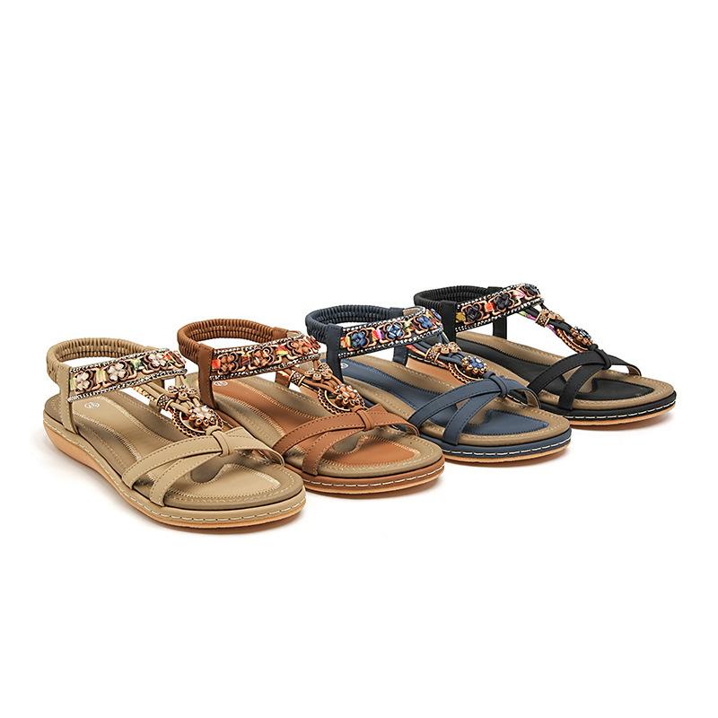 New Summer Pomisia Rhinestone Casual Seaside Beach Flat Sandals