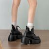 Black British Thick High-heeled Platform Martin Boots Women's 2025 New Autumn Versatile Height-increasing Retro Short Boots