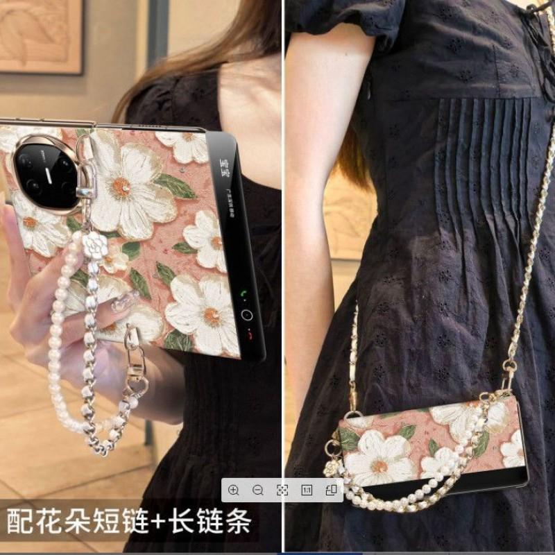 Premium Floral Leather Case Vivo X5 X6 Fold5 Honor V5 Crossbody Strap Design Slim Fit Shockproof Protection