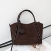 Leather fashion portable vegetable basket bag women's new suede versatile casual shoulder bag light luxury messenger bag