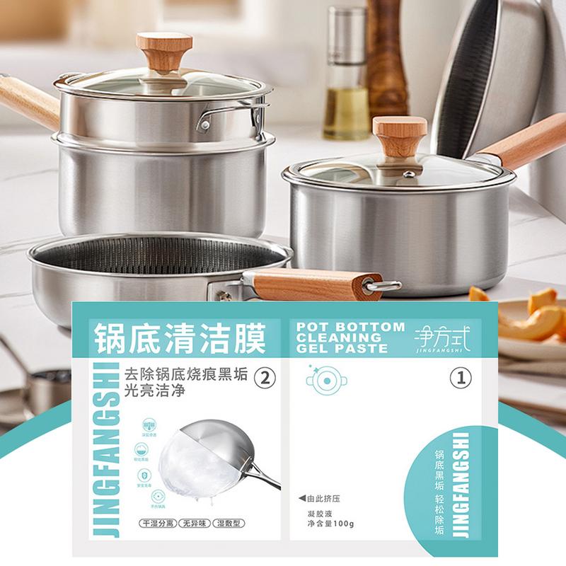 Pot Cleaner For Bottom Of Pans Pot Cleaning Stickers Pan Cleaner Rust Stain Remover Powerful Cookware Cleaning Paste Black