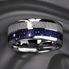 Bagues Fashion Ciel étoilé Bleu Foncé & Incrustation Météorite 8mm Couleur Cuivre Acier Inoxydable pour Hommes Femmes Bijoux de Mariage