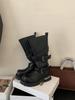 Vintage polished thick-heeled knight boots women's 2025 new platform-soled long boots high street cool drag motorcycle boots medium boots
