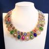 Vintage Crystal Necklace Colorful Collarbone Necklace Fashion Choker Necklace for Women