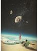 Vinatge Space Collage Night Sky Posters Canvas Painting Galaxy Moon Surrealism Wall Art Picture For Living Room Home Decoration
