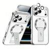KEYSION Magnetic Transparent Plating Case for MagSafe for iPhone 11 12 13 14 15 16 17 Pro Max Air 16 Plus Upright Kickstand Shockproof Phone Cover