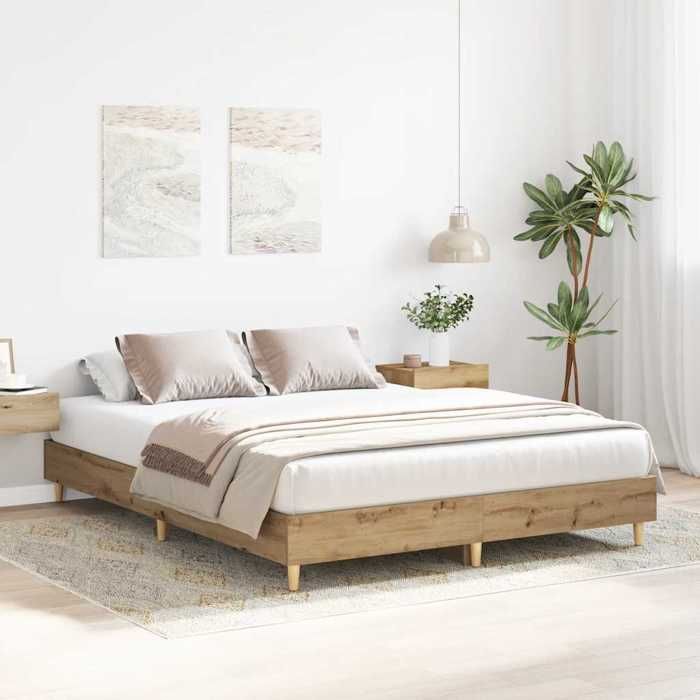 VidaXL Cadre de lit sans matelas chêne artisanal 100x200 cm, meuble de chambre à coucher, sommier, lit simple, lit, châlit, 861047