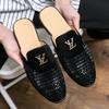 Summer New Men's Bright Diamond Bag Head Slippers Korean Version of Personality Versatile Rhinestone Lazy Without Heel Leather Shoes Men