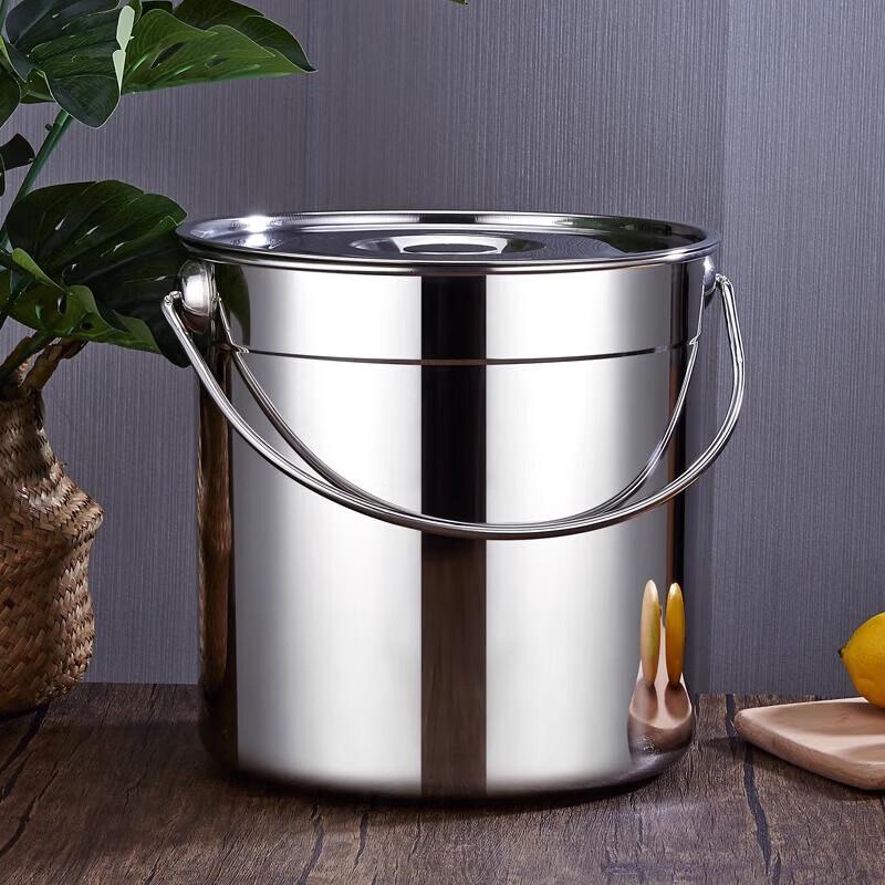 FATTBAO Stainless Steel Portable Storage Bucket with Lid