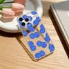 Blue Minimalist Print Phone Case For iPhone 17 16 15 14 13 12 11 Mini Pro Max Plus Transparent Cover