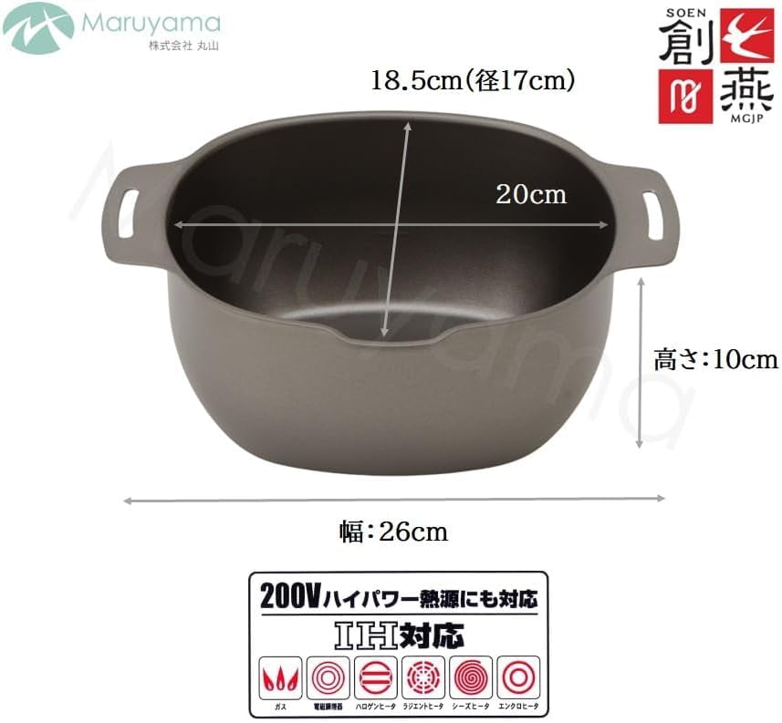 Maruyama Giken SOEN MGJP Deep Fryer IH and Gas Stove Oval for Tempura and Deep Made In Japan SE-69, Compatible, Shape, Spout, Seamless, Frying,