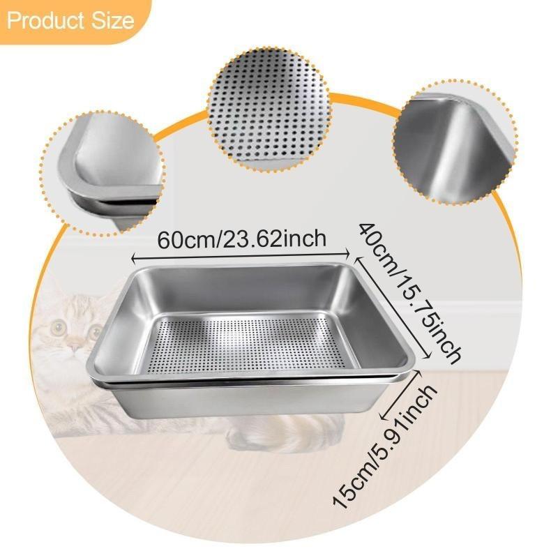 Open Type Cat Litter Box Litter Tray Detachable Stainless Steel Kitten Litter Bedpan Indoor Cats Toilet Pet Supplies
