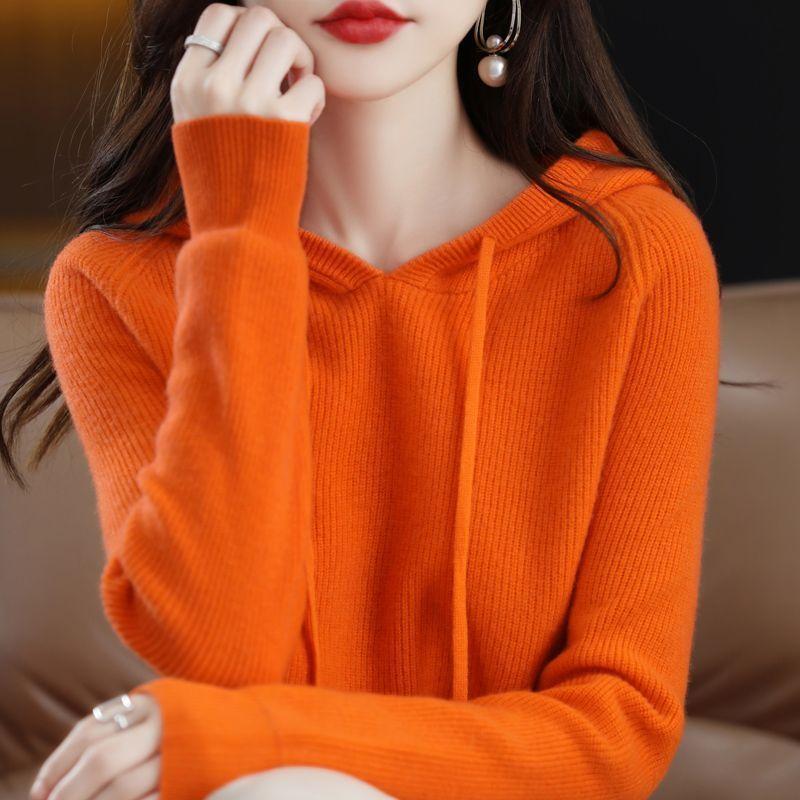 Otoño Invierno Mujeres Suéter Cálido Jersey Cuello con Capucha Abrigo Casual Punto Engrosado Chaqueta Tops Suéter