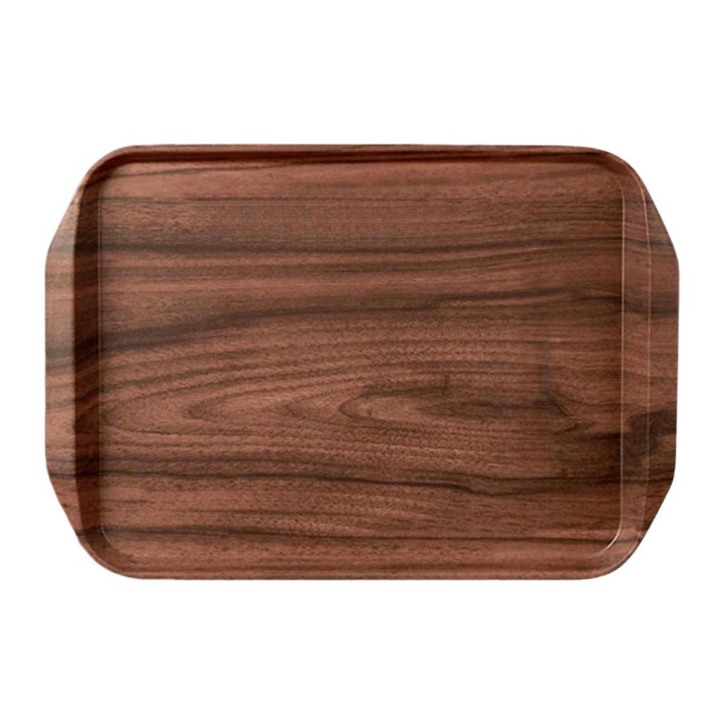 Melamine Wood Grain Tray Portable Multipurpose Decorative Serving Platter for Household Camping BBQ Restaurant Breakfast