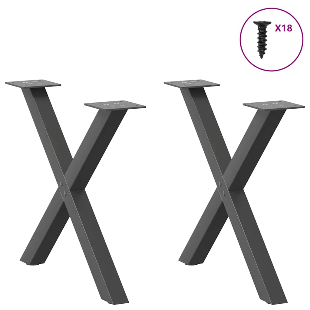 Vidaxl Coffee Table Legs, 2 Pcs, Anthracite, 50X(42-43) Cm, Steel
