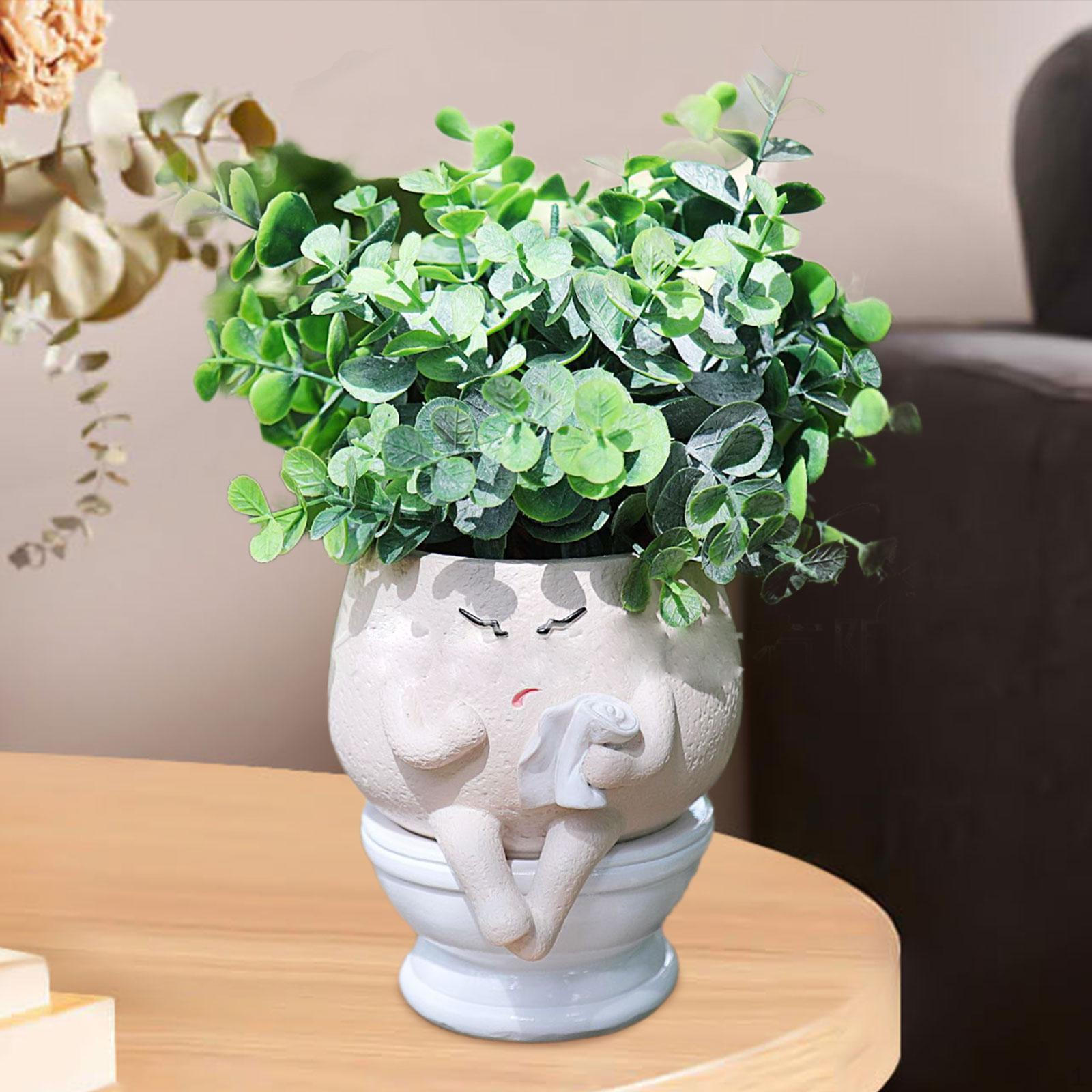

Self Watering Planter Pot with Drainage Hole Funny Toilet Plant for Home Garden Balcony Decor