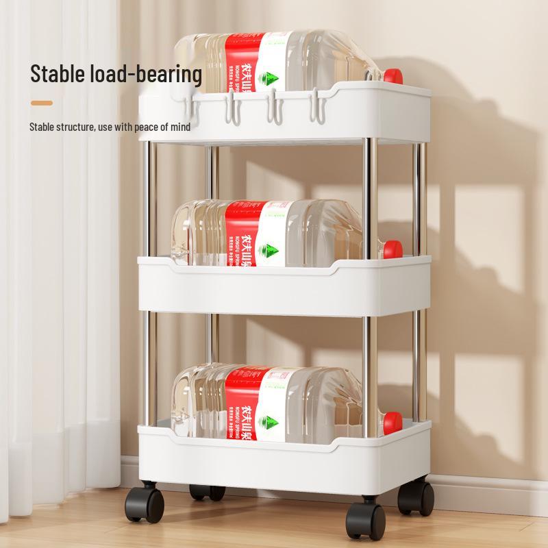 Multi-Layer Movable Storage Rack for Bathroom, Kitchen, or Bedroom