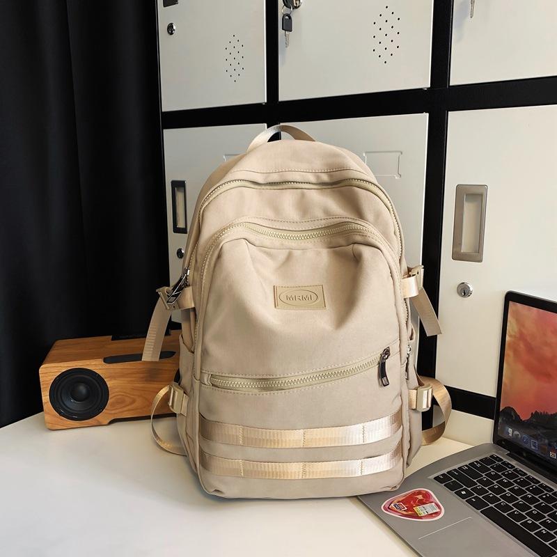 

Backpack men s simple large-capacity junior high school student schoolbag trendy cool Hong Kong style couple leisure travel backpack single package хаки