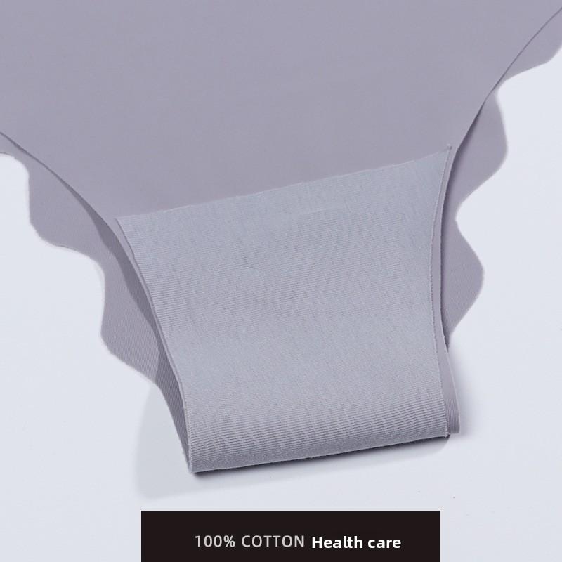 Ladies Spring and Summer Simple Wave Edge Solid Color Speed Dry Ice Silk One Piece Type Low Waist No Trace Briefs