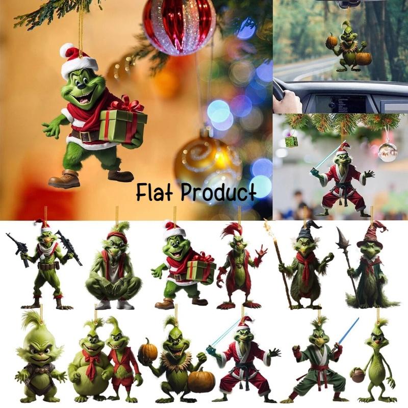 Fun Green Series Car Decor Christmas Tree Ornament For Home Acrylic Material