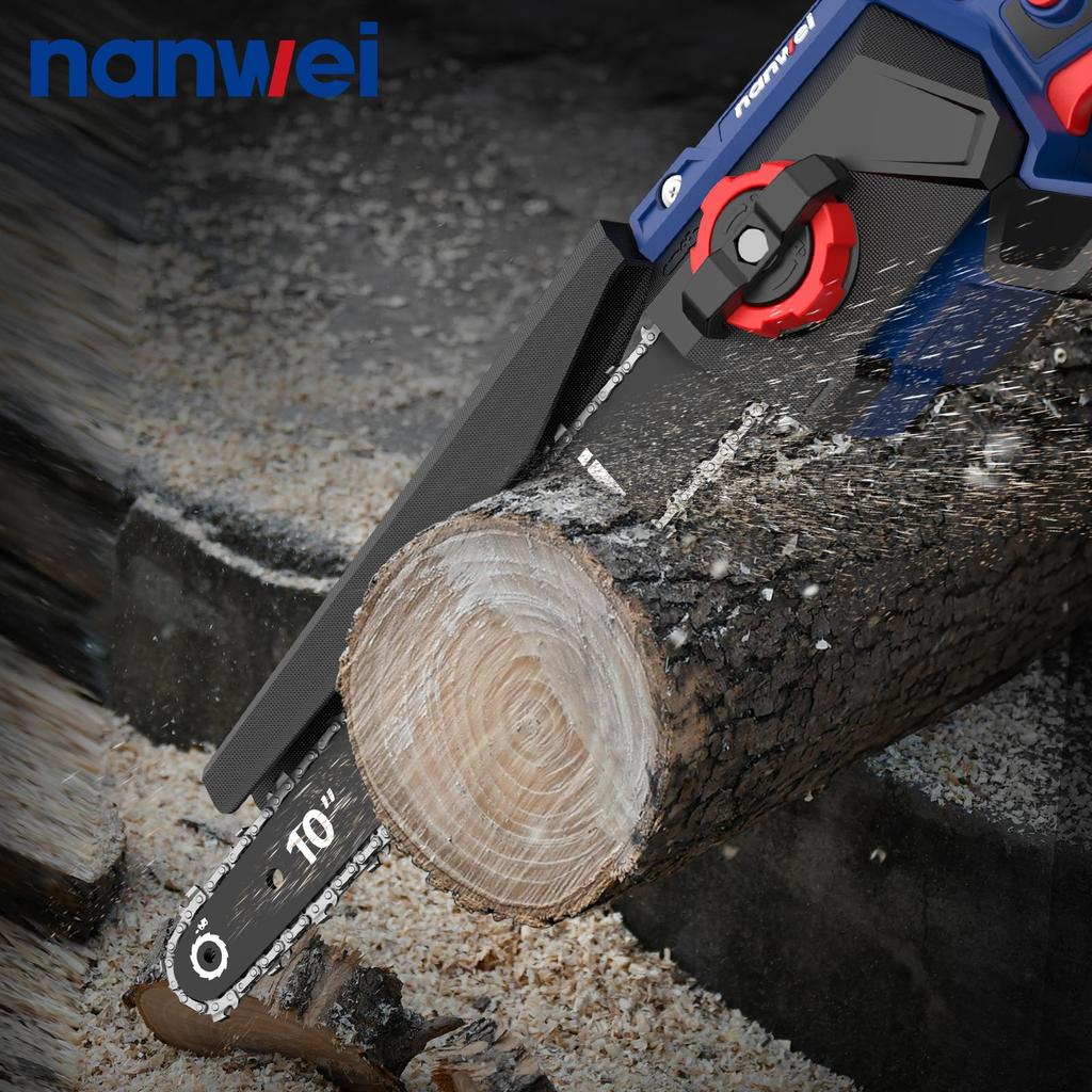 NANWEI 10-inch electric chain saw 6500 rpm, Speed 9 m/s,Manual  pressing