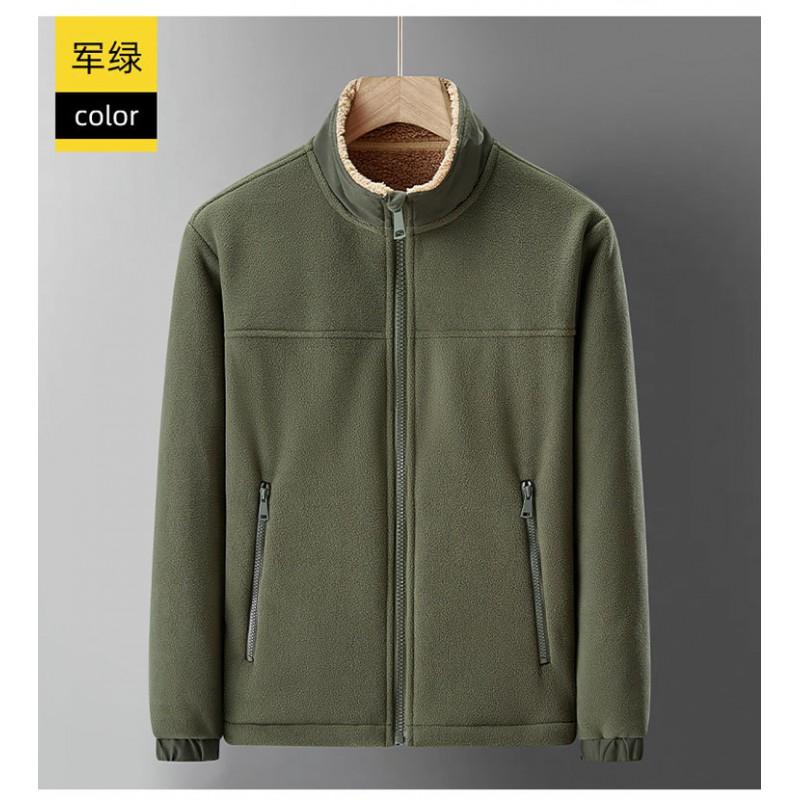 Warm Fleece Jacket Men Women Winter Outdoor Sport Lightweight Solid Color Full Zip Hoodless