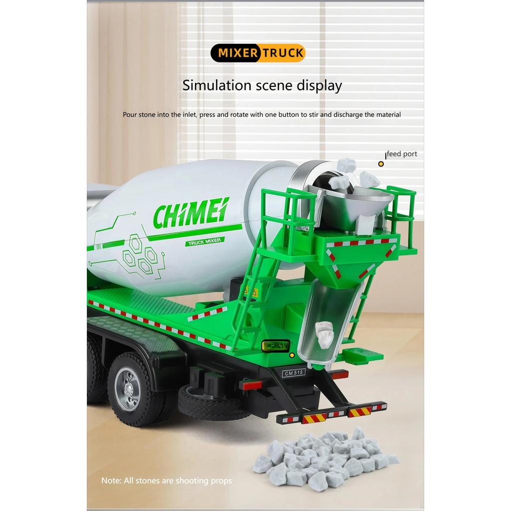 1/32 Concrete Mixer Truck Engineering Vehicle Alloy Metal Diecast Model Car Children Toy Car with Sound and Light Pull Back Gift