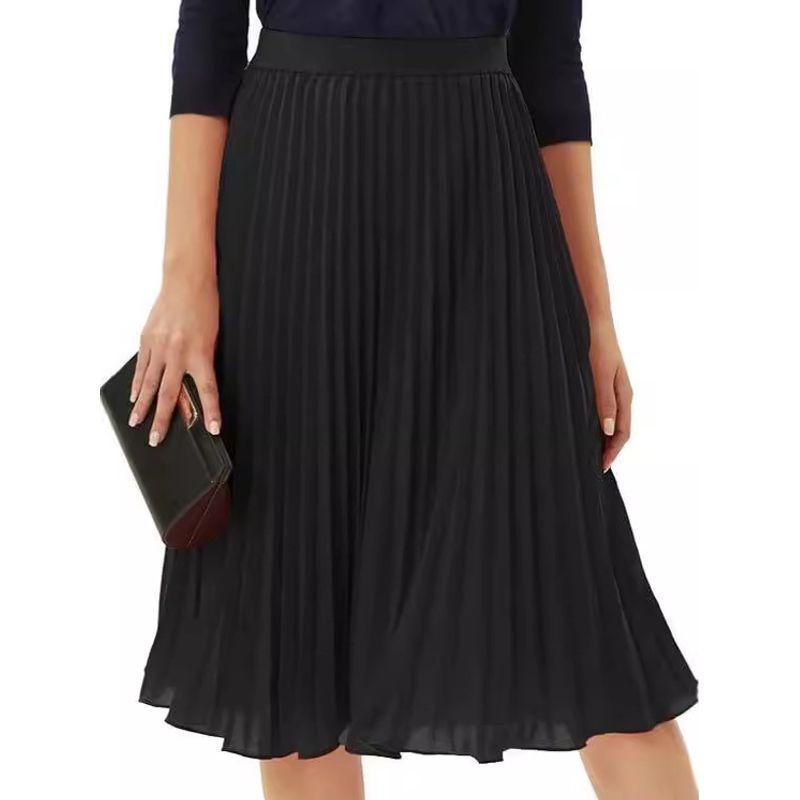 Solid Color Elastic Waist Half Length Skirt Pure Color Elastic Waist Skirt