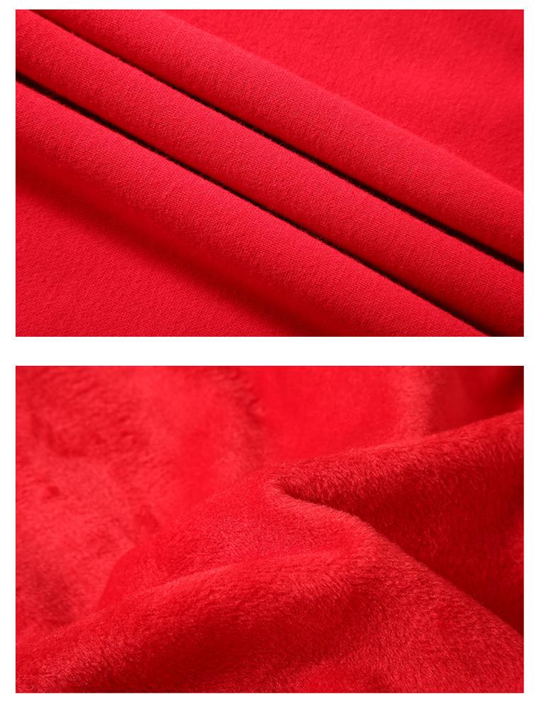 Year of the Horse Red Plus Size Men's Festive Velvet Warm Hoodie