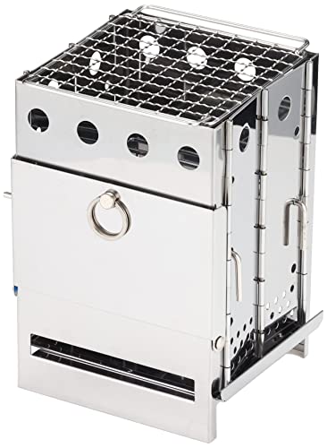 BUNDOK Box Stove BD-470, Fire Pit, Camping/Touring, Silver
