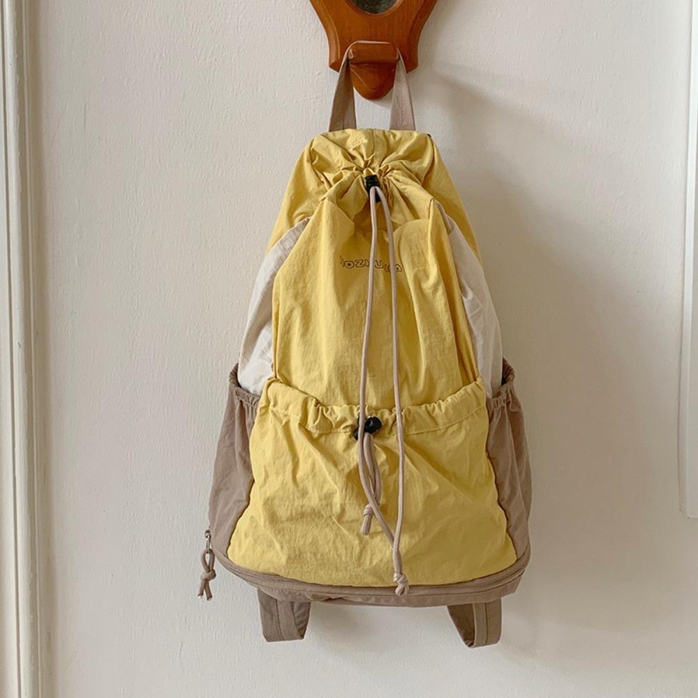 

Leisure Drawstring Backpack Simple Student Schoolbag Fashion Nylon Shoulder Bags Unisex жёлтый