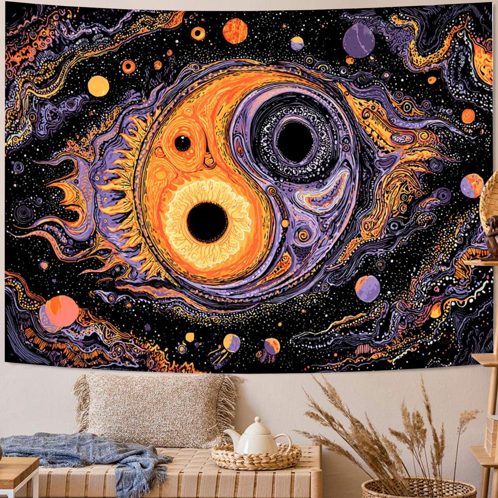 YinYang universe nebula Digital printing polyester wall hanging tapestry decorative Living room bedrooms Office background gift