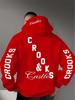 Staggered Letters Back Sleeves Same Print Hooded Sweater Loose Shoulder Men and Women Same High Street