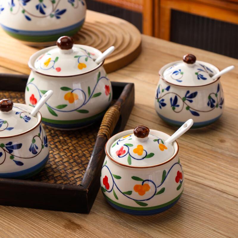 Ceramic Seasoning Jar with Lid and Spoon