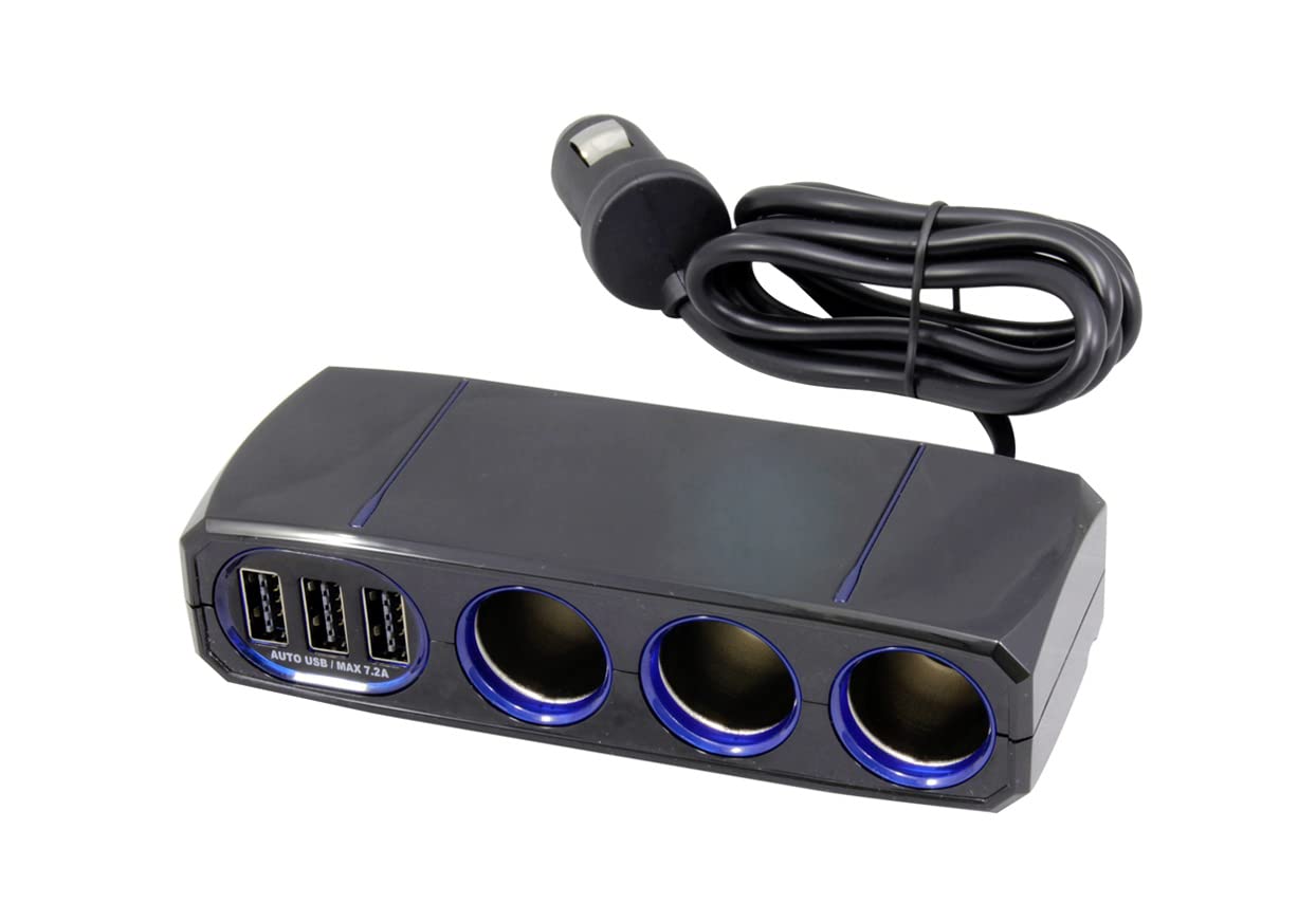 

Kashimura Co., Ltd. 3-way Separate Socket, 3-way Reversible USB Automatic Detection, 7.2A KX220