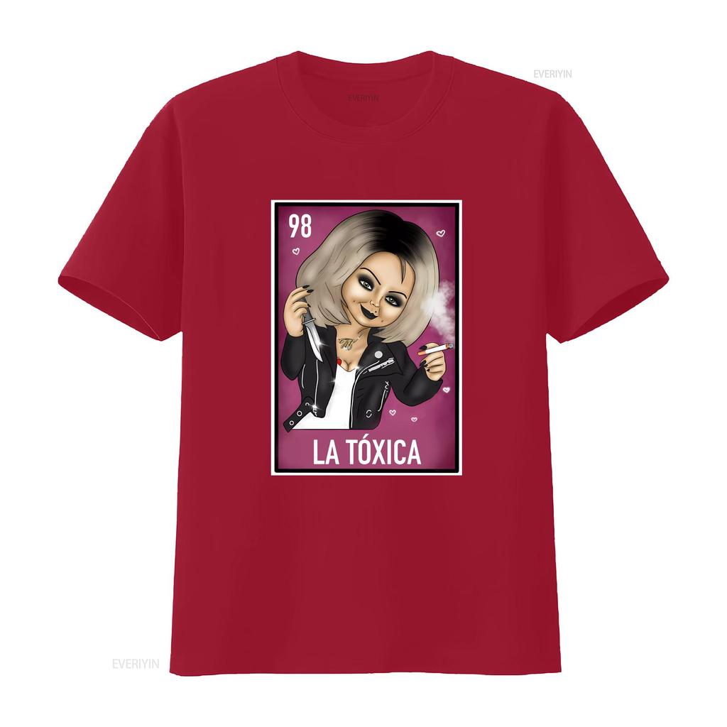 La Toxica Chuckys Bride Funny Mexican Loteria T shirt Perfect vintage Washed Stretched homme Soft Slightly fashion Casual