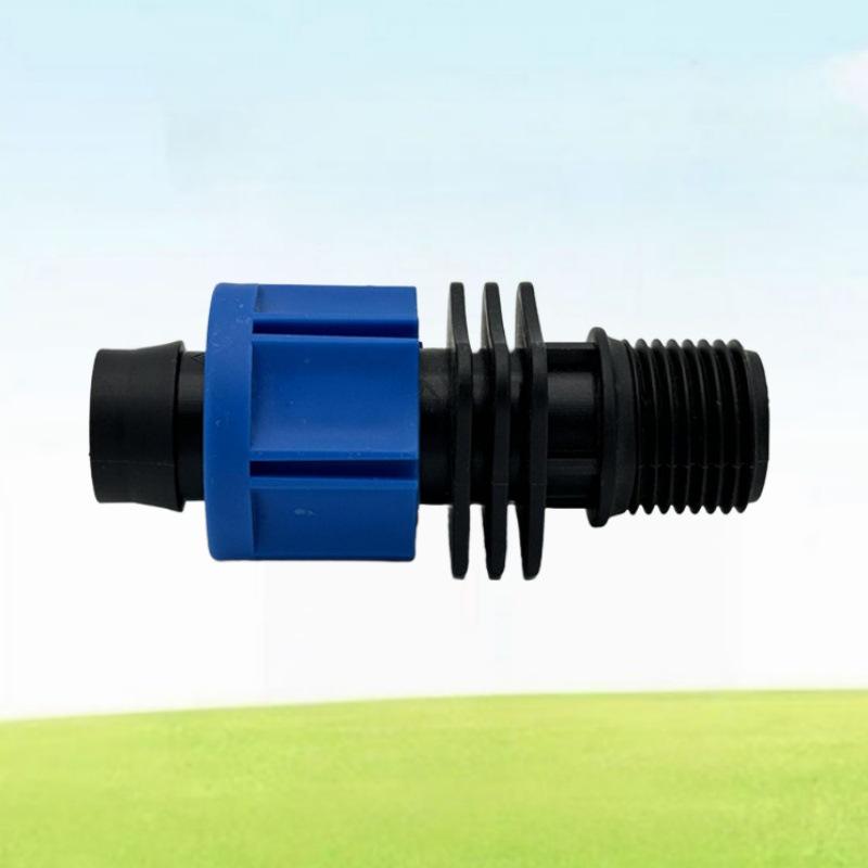 Agricultural Water-Saving Straight Valve: Lock Nut Male Thread, 16/20AK Drip Connector for Greenhouse and PE Pipes.