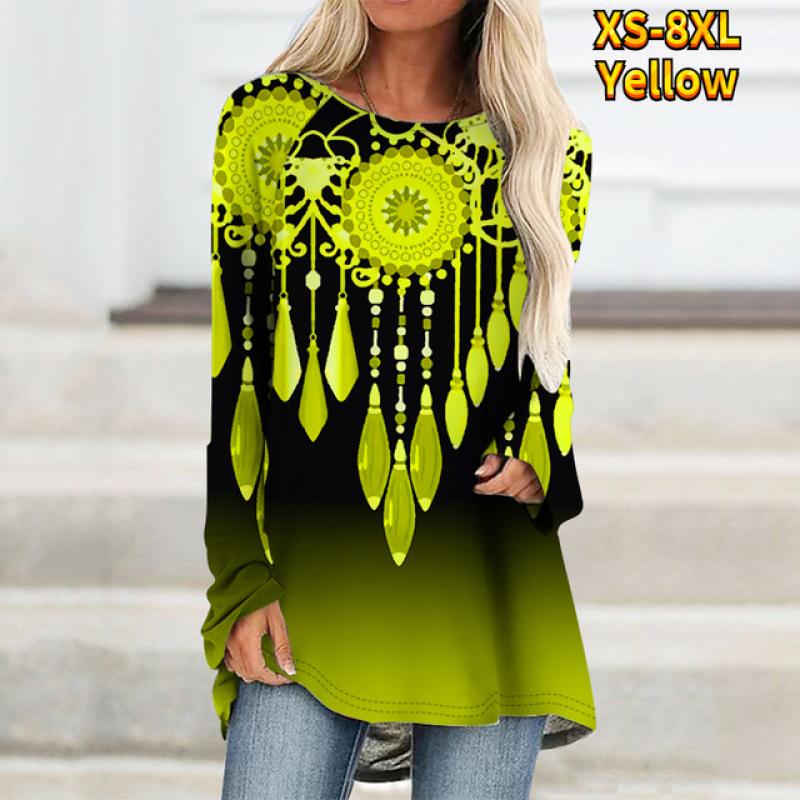 

Женские топы, футболки, геометрический полосатый принт, активный спортивный уличный стиль, длинный рукав, круглый вырез, выходные, базовая модель, базовый XS-8XL XS